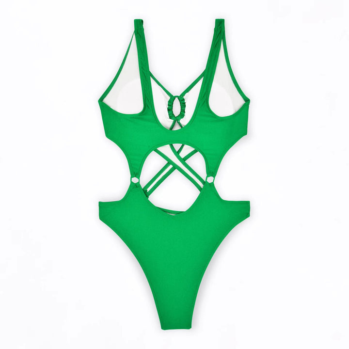 Solid Color Sexy Hollow Out One-piece Swimsuit