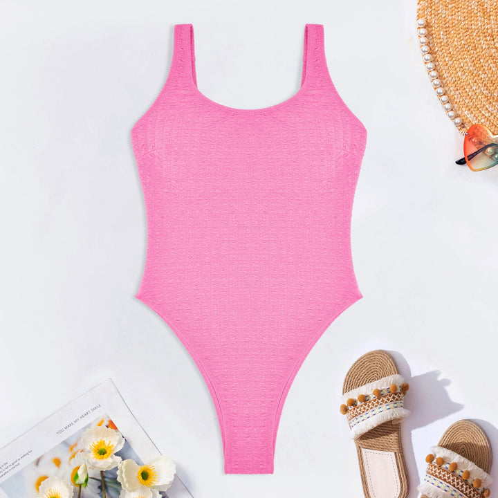Textured Open Back One-Piece Swimsuit