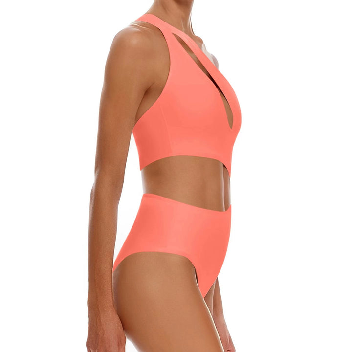 Bright One-Shoulder Hollow Out One-Piece Swimsuit